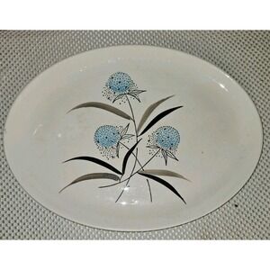 Vintage Stetson Blue Echinops Thistle 13.75" Platter MCM Retro Atomic Age Themed